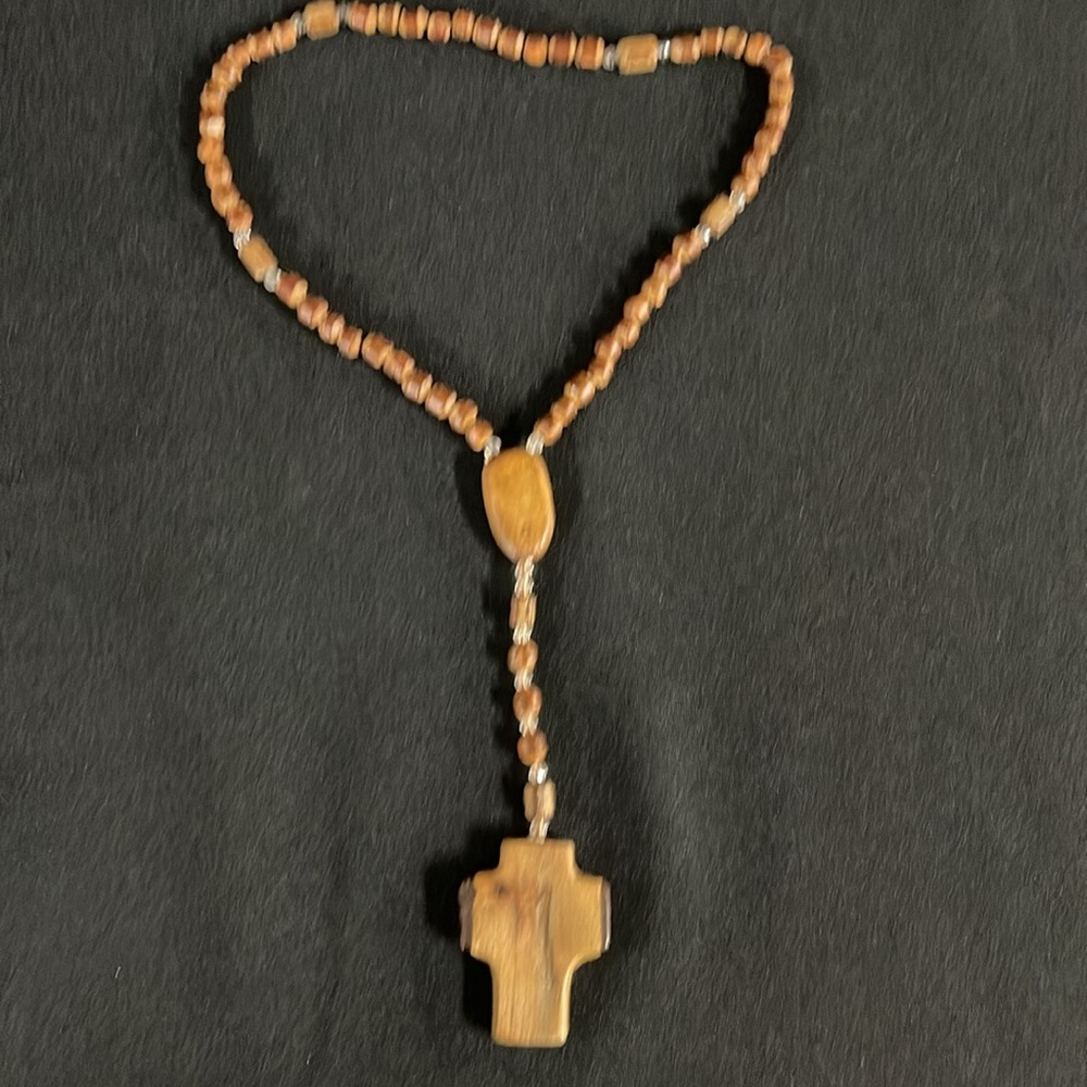 Wooden Beaded Cross Necklace